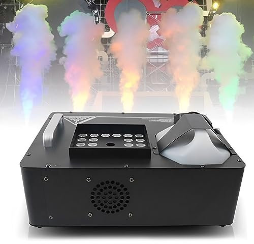 HXLDZOU Machine à fumée, Machine à Effet de scène de fumée 1500 W, Machine à fumée 24 LED avec télécommande pour fête de Club, Festival de Mariage (1500W)