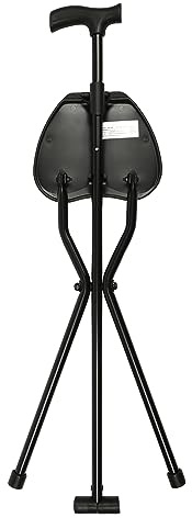 Canne pliante avec siège, canne de marche en fibre d'alliage d'aluminium avec siège, sièges de canne pliants légers, à 3 pieds, pour acheter des billets ou faire la queue, capacité de charge : 113 k
