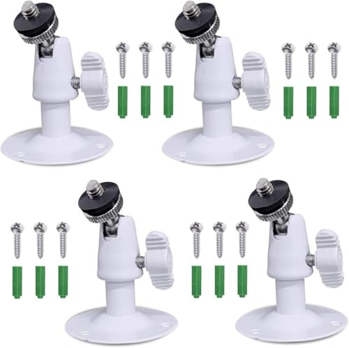 4 soportes de pared para cámara de vigilancia, cámara de acción, montaje en pared con rosca de 1/4 pulgadas (blanco, mini)