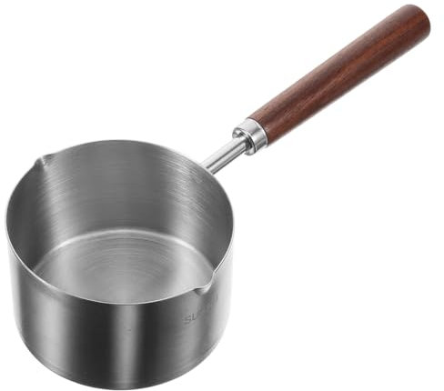OFFSCH Cacerola Pequeña De Acero Inoxidable Con Mango y Vertedores Dobles Olla Compacta Para Cocina Con Distribución Rápida Del Calor Apta Para Cocinas De Inducción y Almacenaje Fácil