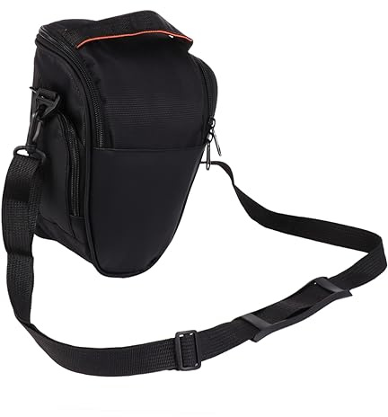 Étui de Protection pour Appareil Photo en Nylon Noir Bandoulière | Étui Étanche Portable, Poche Latérale de Rangement, Usage Camping et Randonnée