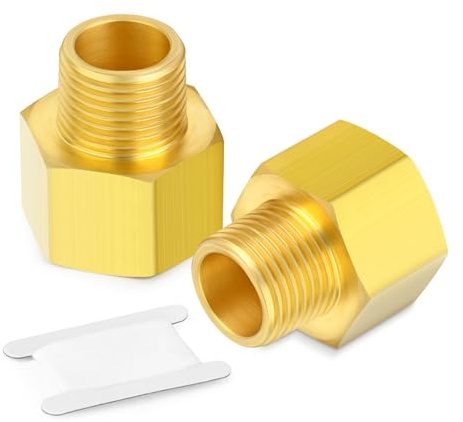 TAILONZ PNEUMATIC 2 Piezas Casquillo Reductor Hexagonal de Latón, Racor Reductor 3/8 BSP Rosca Hembra a 3/4 Macho, Conector Adaptador de Tubería para Sistemas de Aire, Agua, Aceite y Gas
