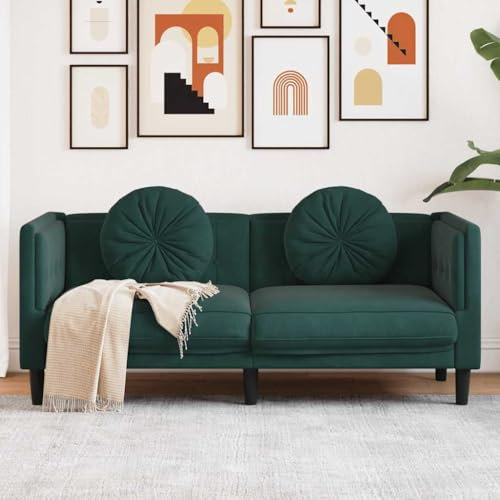 Emmtore Sofa,Polstersofa mit Kissen,Loungesofa,Designsofa für Wohnzimmer, Couch Wohnzimmersofa,Modern Samt,Dunkelgrün,2-Sitzer