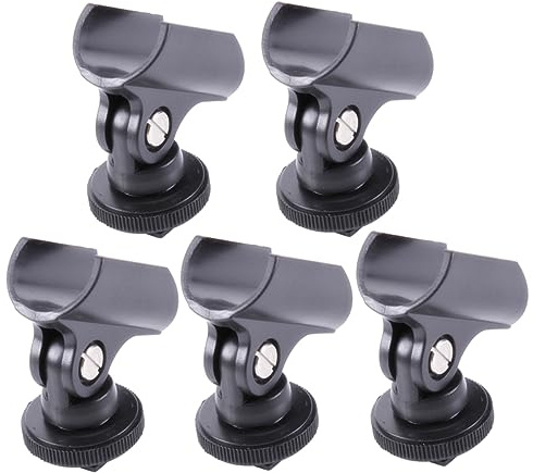 Garneck 5 Stück Mikrofonclip Mit Blitzschuhadapter Für Dslr Kamera Verstellbarer Mikrofonhalter Aus Flexiblem Kunststoff Stabiler Mikrofonständer Für Interviews