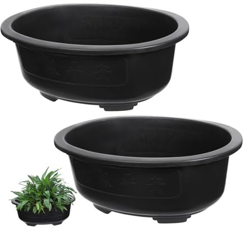NOLITOY 2stücke Großer Ovaler Blumentopf Hochwertiger Pflanzkübel Für Bonsai Und Heimische Gartenpflege Mit Abflussloch Für Garten Balkon Und Fensterbrett