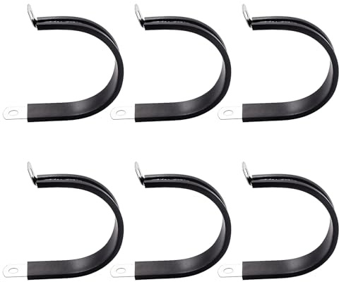 YYIGVMO 6 Piezas 48mm Clips P Forrados de Goma, Abrazaderas de Tubo de Acero Inoxidable Goma, P Clips para Tuberías y Cables