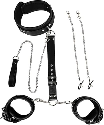 Juguetes sexuales BDSM para parejas Sexo extremo, set de ataduras bondage con pinzas para pezones, collar para mujer, esposas ajustables, para juegos sexuales Juguetes BDSM extremos para mujeres