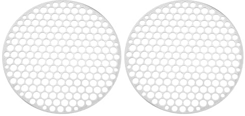 PATIKIL 18cm Round Barbecue Grill Mesh Grates, 2 Pcs 7 Circular Stainless Steel BBQ Mesh Rack Circular Hole Round Barbecue Grilling Net for Outdoor Camping Home Party Family Gatherings