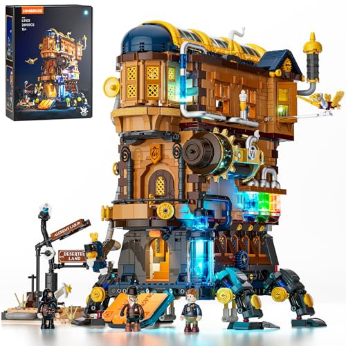 Lumibricks Alchemistisches Bewegliches Schloss LED-Bauset – 2690 Teile Steampunk-Fantasiemodell mit magischem blauen Licht und beweglichem Zahnradmechanismus, geeignet für Erwachsene und Jugendliche