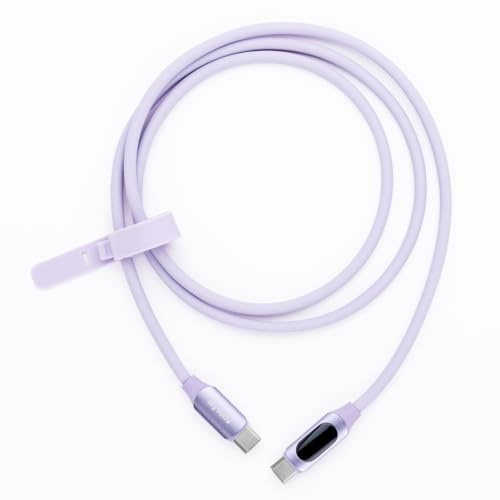 MyVolts Step Up USB-C to USB-C PD Cable with LCD Power Meter, Jellybean Purple