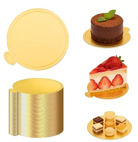 teikart 100 Stück Cake Board Rund, Tortenunterlage Rund 9cm, Mousse Tortenplatte Pappe, Kuchenplatten, Cake Board für Hochzeit Geburtstag Dessert Torten Zubehör Tortenunterlage