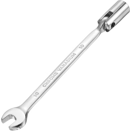 HARFINGTON 10mm Swivel Head Socket Combination Spanner Wrench CR-V Steel Rotary Torx Socket Head Open End Wrenches Spanner Mirror Polishing for Auto Car Repairing