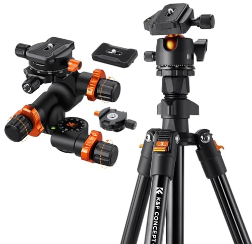K&F CONCEPT 64 Camera Tripod+360° Panoramic Geared Tripod Head