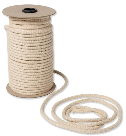 IPEA Hilo de Macramé de Algodón Natural – 8 mm x 50 Metros – [ Made in Italy ] – Rollo Súper Largo – Hilo para Trabajos Artesanales, Decoraciones, Tapices y Cortinas – Cuerda de Macramé