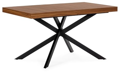 HOMN LIVING Mesa de Comedor Extensible Palermo Color Nogal, 140-180 cm (Largo) 80 cm (Profundidad) 75 cm (Altura)