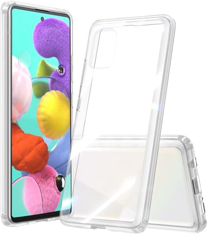 Liisooka Transparentt Skal för Samsung Galaxy A51 4G, Militärgrads Fallskydd, Gulförhindrande Skyddshölje med Hård PC-baksida, Ultratunt Chocksäkert Skal Mot Repor.