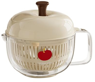 Salad Spinner, Cute Fruit Shaped Lettuce Spinner with Strainer, Hand-Cranked Vegetable Cleaner Washer Bowl, Kitchen Gadgets for Salad Berry Lettuce