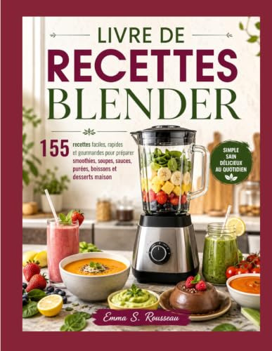 LIVRE DE RECETTES BLENDER: 155 recettes faciles, rapides et gourmandes pour préparer smoothies, soupes, sauces, purées, boissons et desserts maison