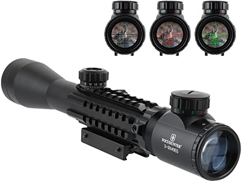FOCUHUNTER Airsoft zielfernrohr 3-9X40mm Taktische Scharfschütze Gewehrzielfernrohre Illuminated Rot/Grün Absehen mit Integral 11/20mm Picatinny Montageschiene für Luftgewehr Jagd