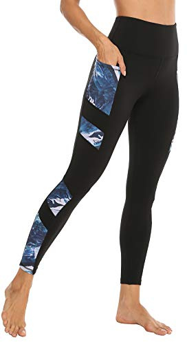 JOYSPELS Women's High Waisted Gym Leggings - Full Color Printed Leggings Non See Through Yoga Pants with Pockets for Gym, Cycling, Yoga, Running, Daily Leisure