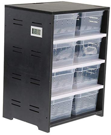 Tubayia Reptilien Terrarium Zuchtbox Fütterungsbox Schublade Schrank für Eidechse Gecko Schildkröte (Schwarz)