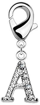 Paula & Fritz® Damen Charm-Anhänger Buchstaben Zirkonia Bead Träger-Armbänder 316L Chirurgenstahl Bettelarmband Arm-Schmuck Hals-Ketten Fuß-Kettchen