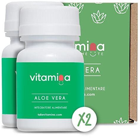 Aloe Vera in compresse | Integratore con proprietà Depurativa | 60 compresse senza OGM, Glutine e Lattosio | Portapillole Omaggio | Vitamina | Made in Italy (2 Confezioni)