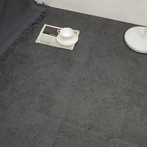 Abziehen und aufkleben, Bodenfliesen, dunkelgrau, Marmor, Vinyl, Bodenbelag, langlebig, wasserdicht, für Badezimmer, Küche, Keller, günstige Renovierung, 30,5 x 30,5 cm, 10 Stück