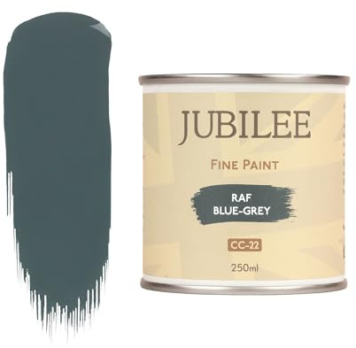 Guild Lane Jubilee Furniture Paint – Upcycle & Transform Wood, Metal & Glass – Soft Sheen Finish for Indoor & Outdoor – Durable & Easy to Apply Multi-Surface Paint (RAF Blue-Grey, 250ml)