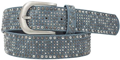 Damengürtel mit Nieten, Strass-Nieten-Besatz, Synthetikgürtel im Vintage-Style, Breite ca. 3,8 cm (Jeans; BW85cm - Gesamtlänge 100cm)