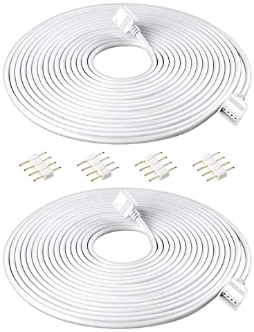 HUAZIZ 2 Stück 5 Meter RGB & LED Streifen Verlängerungskabel 4 Polig LED Band Verlängerung Kabel für 5050/3528 RGB Leisten