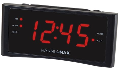 HANNLOMAX HX-151CR Alarm Clock Radio, PLL AM/FM Radio, Dual Alarm, 1.2 Red LED Display, AC Operation only. (Black)