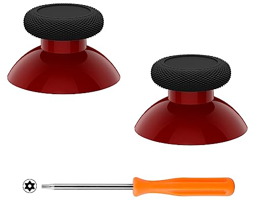 eXtremeRate Replacement Thumbsticks for Xbox Core Wireless Controller, Joysticks Repair Kit for Xbox Series X/S Controller, Custom Analog Stick Buttons for Xbox One S/X/Elite - Carmine Red & Black