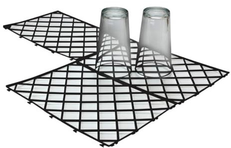 Chabrias Ltd 10 Black Glass Stacking Mats - UK Made Glass Shelf Liner, Interlocking Bar Glass Mats, Ventilation Mats - Ideal for Home Bars & Pubs