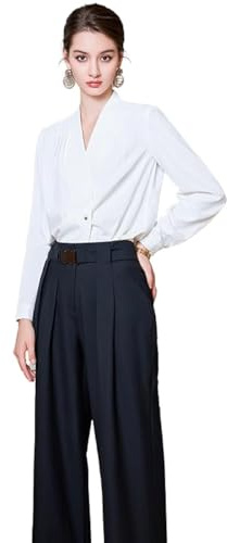 aegyo - Chemisier Blanc Manches Longues Noeud Femme Chic Décontracté Bureau Business - Blouse Satin Soirée Chemise en Soie (FR/ES, Alpha/Lettres, S, Taille Normale, Taille Normale, Standard, Blanc)