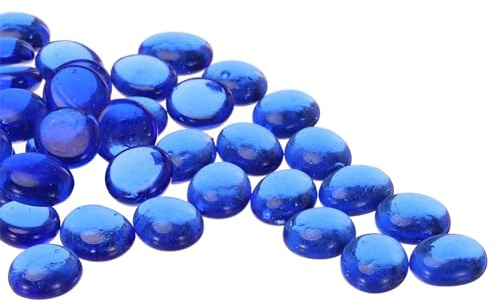 QUARKZMAN Glasperlen, 36 Stück Flache Glas-Edelsteine Transparent Dunkelblau 0,44 lbs (0,67-0,87) Glas Murmeln Kieselsteine für Vasenfüller Aquarium Dekor DIY Handwerk