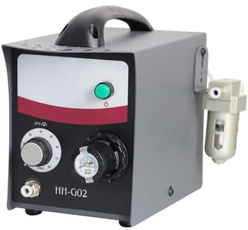 HENGCMM Macchina pneumatica per incisore Gioielli, 220V pneumatiche a velocità Regolabile a Testa Singola 400-800 Giri/min Manipolo per bulino Pneumatico da 60W