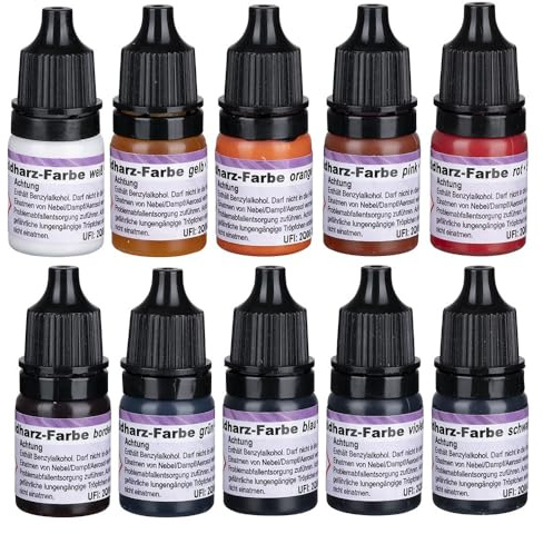 Ideen mit Herz | flytande epoxiharts färg | produktiv | alkoholbläck | högpigmenterad | 10 färger | 5 ml vardera