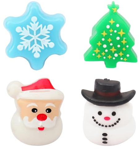TSLBW 4 Pezzi di luce natalizia da dito Anelli luminosi Anelli da dito Bomboniere per feste natalizie Babbo Natale Albero di neve Pupazzo di neve Anelli LED lampeggianti Calze di Natale
