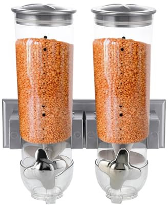 Wall Mount Dry Goods Dispensers - Indispensable Cereal Triple Dry, Dry Goods Food Container | Triple Dry-Food Dispenser, Grid Grain Storage Bin Kitchen Storage Organizer for Food Nuts Flour Maker