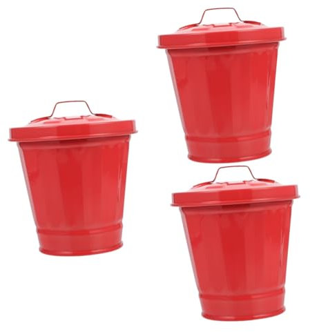 Amosfun Poubelle Metal 3 Pièces Poubelle Boite Rangement Boite De Rangement Mini Jardinière Galvanisé De Fleurs Avec Couvercle Petits Contenants Conteneur De Déchets De Fer Seau Utilitaire En Métal