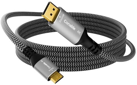 4K DisplayPort to Mini HDMI Cable 6FT, Uni-Directional DP to Mini HDMI Cable. Supports 4K@60Hz, 2K@120Hz, Video UHD, Nylon Braided, for Desktop, AMD, NVIDIA, KYY, ARZOPA, VILVA, MNN, Portable Monitor