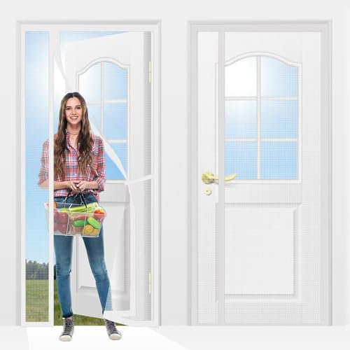 Zanzariera magnetica su misura 165x185cm Bianco Zanzariera magnetica con chiusura automatica Porta anti zanzara per bambini e animali domestici