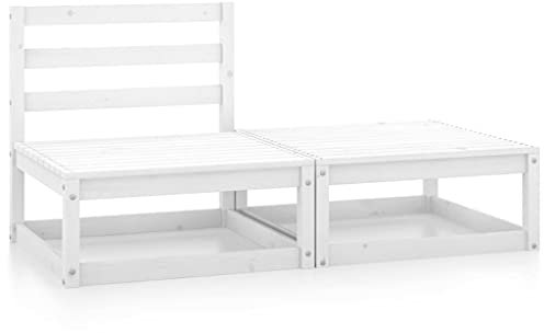 CFODOJ Gartenmöbel-Set, 2-teilig, massives Kiefernholz, Weiß