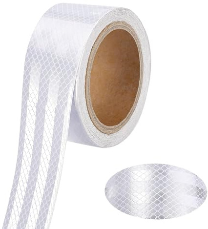 XIATIAN Ruban Réfléchissant Blanc 10 m x 5 cm, Ruban Réflecteur Imperméable Ruban, Bande Reflechissante Autocollante, Bande d'Avertissement pour Voitures, Vélos et Route