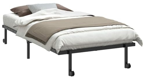 vidaXL Sängram utan madrass hopfällbar svart 100x200 cm stål, metall sängram, vikbar sängram, sängbotten, enkelsängram, enkel metall sängram