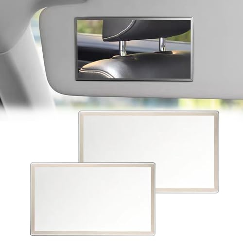 2PCS Auto Sun Visor HD Makeup Mirror, Sun Visor Mirrors(15×8cm/11×6.5cm) | Self-Adhesive Car Vanity Mirror, Universal Car Interior Cosmetic Mirrors