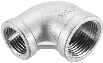 QUARKZMAN 1 Stück Edelstahl Winkel 3/4 PT Weiblich x 1/2 PT Weiblicher 90 Grad Bogen Innengewinde Gewinde Fitting Rohrwinkel Rohrverschraubung Winkelverbinder Luftschlauch Pvc Rohr Guss