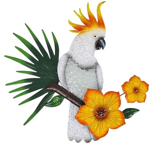 Fivetwofive Papagei Aus Metall, Wandkunst, für Den Außenbereich, Vögel, Wand- und Zaundekoration, Papageienfigur für Gartendekorationen im Freien B