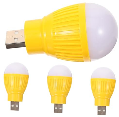 Housoutil 4pcs USB Led Mini Lights Emergency Lamps Portable Night Lights Yellow USB Bulbs for Camping and Home Use